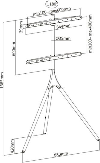 Floor Tv Stand Three Legs 45" 65"