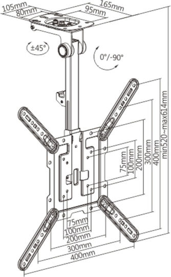 Ceiling Mount Tv Stand Foldable 23" 55"