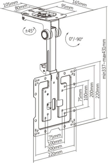 Ceiling Mount Tv Stand Foldable 19" 43"