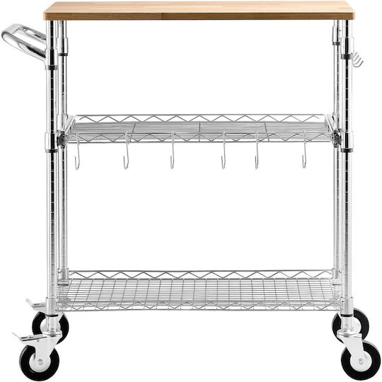 Vevor Metallisches Lebensmittelregal Mit Rädern Silber 76x46x91cm
