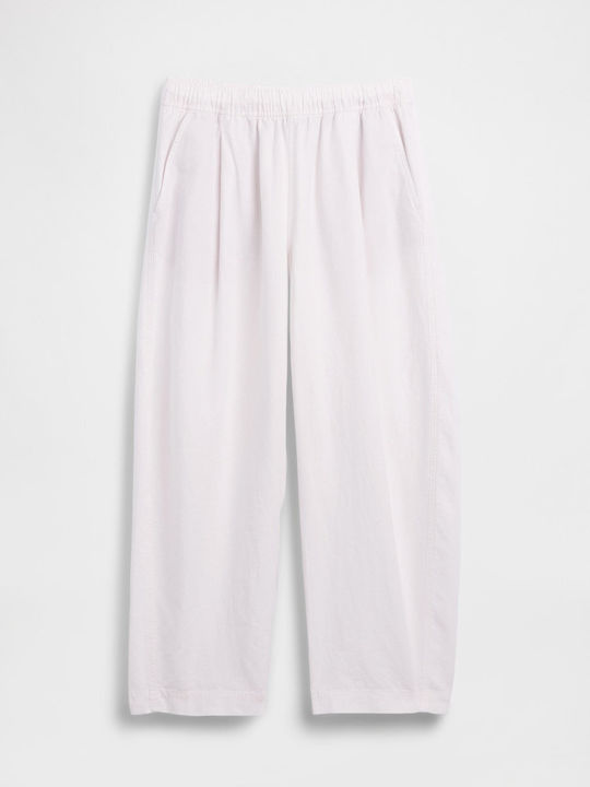 Дамски Ленен Панталон с Ластик New Off White