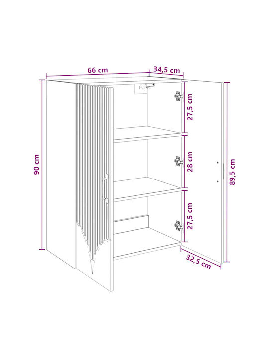 Ντουλάπι Κρεμαστό Λευκό 66x34.5x90εκ.