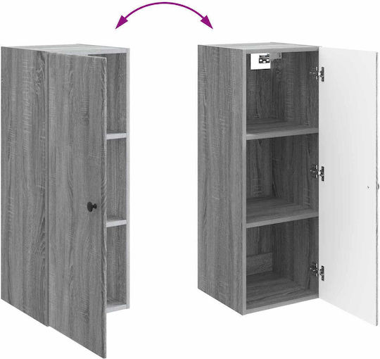 Wall Gray Kitchen Cabinet 33x34.5x90cm