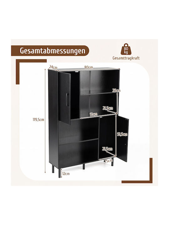 Schwarzer 119.5x24x84cm Küchenschrank