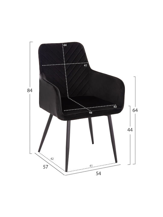 Latrell Dining Chairs Velvet Black 2pcs 55x57x84cm