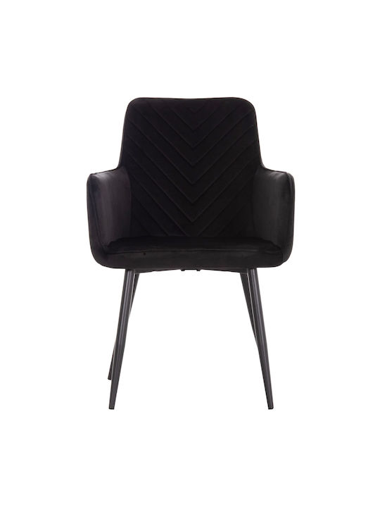 Latrell Dining Chairs Velvet Black 2pcs 55x57x84cm