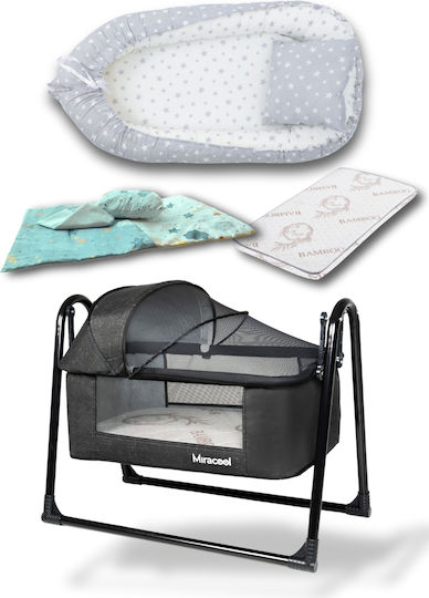 SteweHome Baby Bettwäsche-Set Für Wiege Schwarz 8 Stück