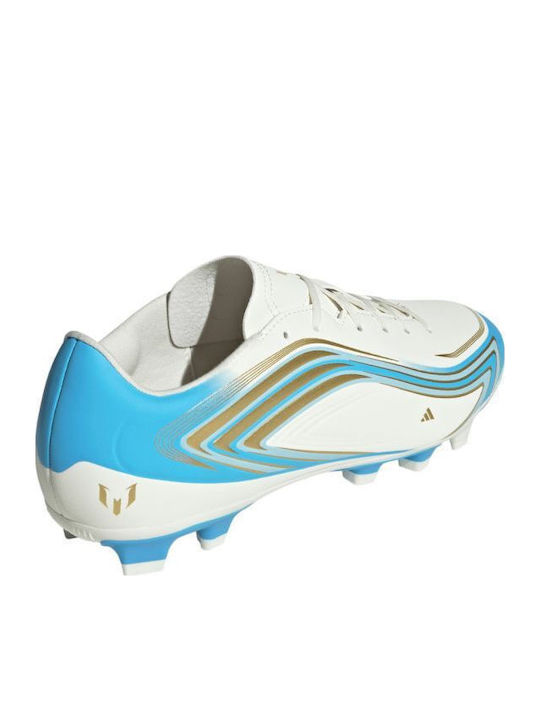 adidas F50 Messi Club Football Shoes with Cleats FG/MG Ivory Semi Blue Burst Icey Blue
