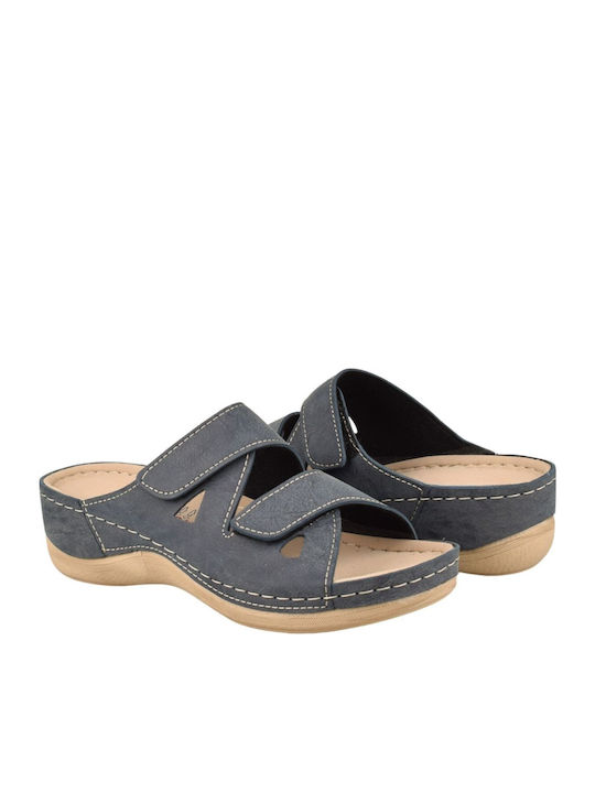 Damen Anatomische Flache Sandalen Blau