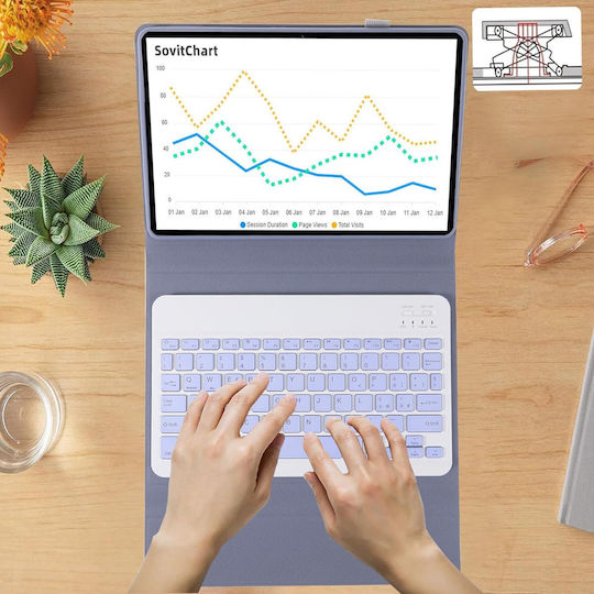 Θήκη Πληκτρολόγιο Jeloyutek Xiaomi Pad 6 11 Ιντσών Μοβ