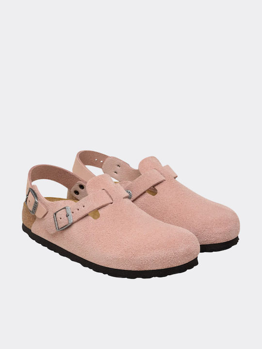 Birkenstock Tokio Γυναικεία Δερμάτινα Σαμπό Ροζ