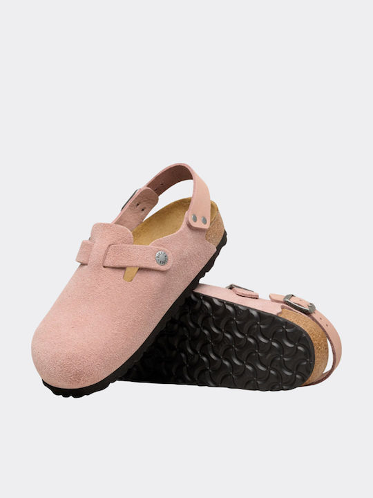 Birkenstock Tokio Γυναικεία Δερμάτινα Σαμπό Ροζ