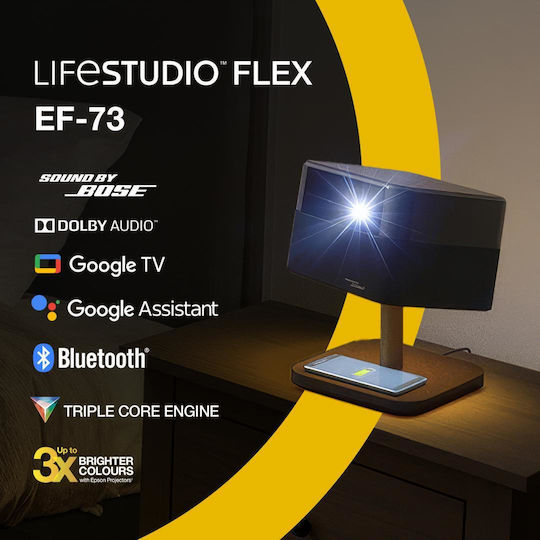 Epson Lifestudio Flex Projector 3LCD with Wi-Fi and Built-in Speakers V11HC16840