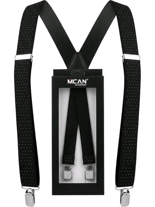 Mcan Men's Black Suspenders White Patterns
