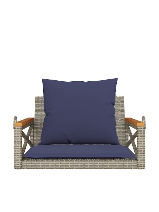 Swing Armchair with Stand and Pillow Rattan Gray L63xW62xH40cm