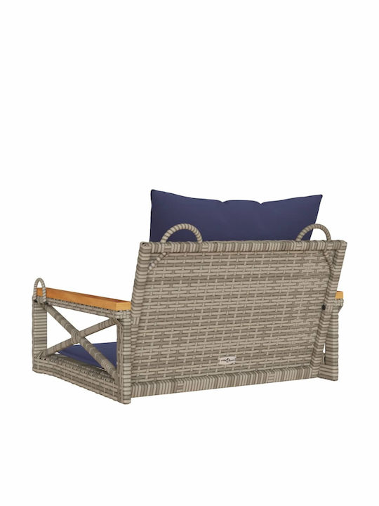Swing Armchair with Stand and Pillow Rattan Gray L63xW62xH40cm