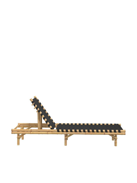 Bamboo Garden & Pool Deckchair Black 199x55x30cm