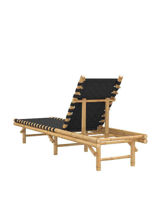 Bamboo Garden & Pool Deckchair Black 199x55x30cm