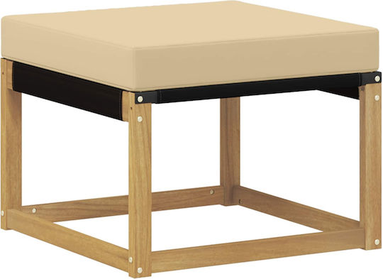 Wooden Garden Stool Cube Outdoor with Cushion White 59x59x37cm