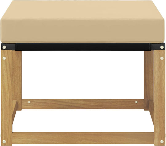 Wooden Garden Stool Cube Outdoor with Cushion White 59x59x37cm