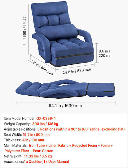 Vielseitiger Sitzsack Nackenrolle Blau