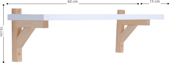 Παιδική Ραφιέρα Τοίχου Λευκή 60x15x15εκ.