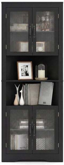 Κρεμαστή Βιτρίνα από MDF με Τζάμι Μαύρο 171x35x66cm JV12319DK+