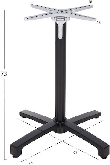 HomeMarkt Klappbarer Aluminium Tischständer Schwarz 69x69x73cm