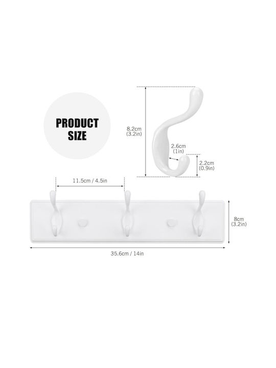 Uncle George Wall Key Hook Metallic 3 Hooks 36x8x9cm