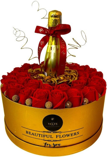 Eternal Love – Casetă Cadou Romantică 43 Trandafiri Săpun Bottega Gold Prosecco