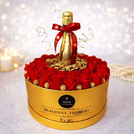Eternal Love – Casetă Cadou Romantică 43 Trandafiri Săpun Bottega Gold Prosecco