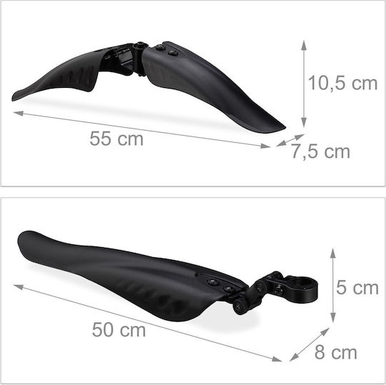 Set Lămpișoare Față Spate Negre 10.5x55x7.5 Cm Biciclete 24-28 Inch