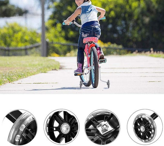 Set Roți de Antrenament Bicicletă Multicolor cu Iluminare LED 2 Reglabile 12-20 Inch
