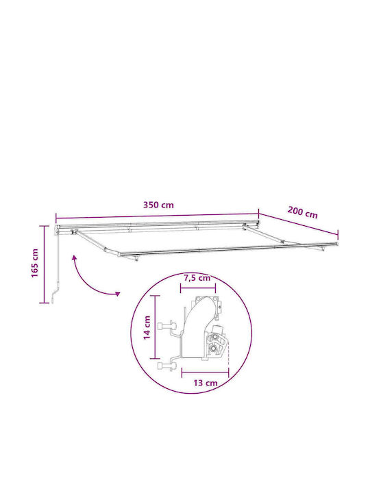vidaXL Τέντα Βεράντας με Led Μπεζ 3.5x2m