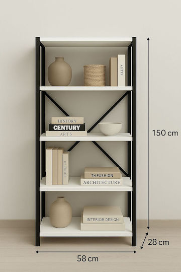 Bibliothek Weiß 60x30x120cm STE-016210-P16210 Bibliothek Weiß 60x30x120cm STE-016210-P16210