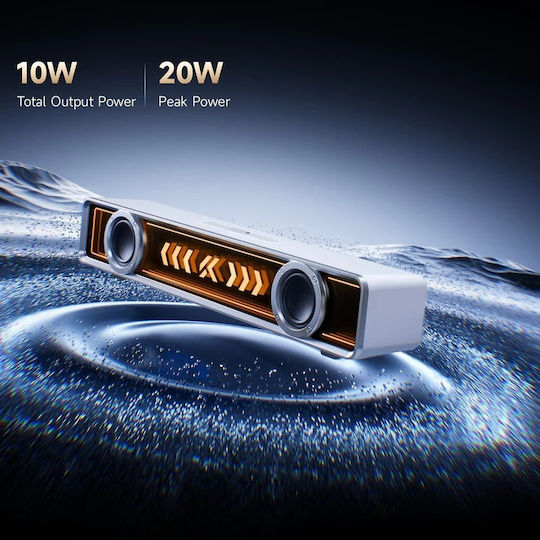 MCHOSE K20 Pro Ηχεία Υπολογιστή 7.1 με RGB Φωτισμό και Bluetooth Ισχύος 10W Λευκά