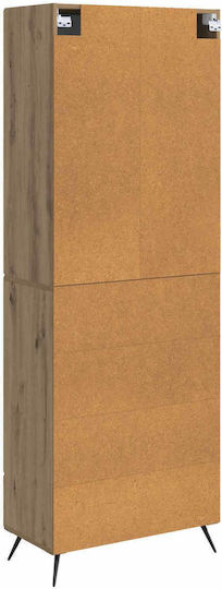 Wall Living Room Cabinet Made of Particle Board in Oak 66x34.5x90cm