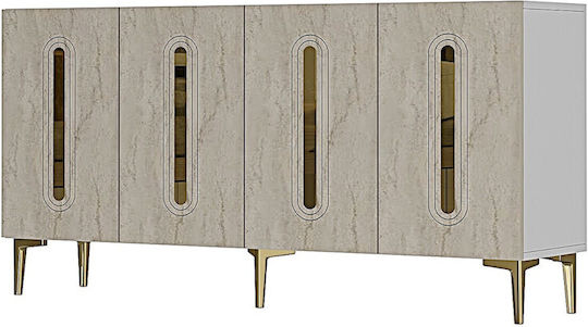 SteweHome Sideboard Holz 150x32x75cm Weiß