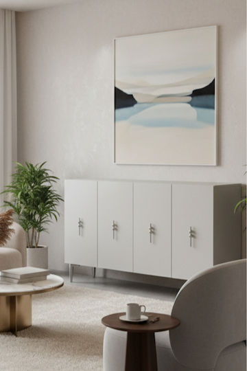 Буфет Дървен Бял 120x32x75cm