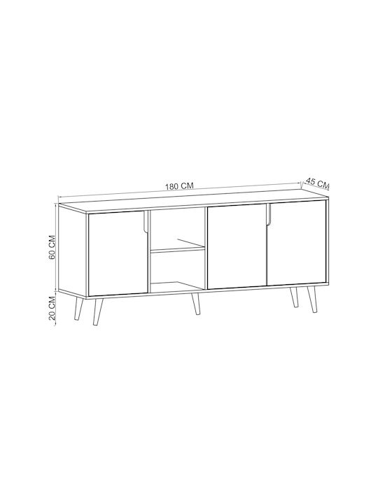 Μπουφές Ξύλινος Πολύχρωμος 180x45x80cm