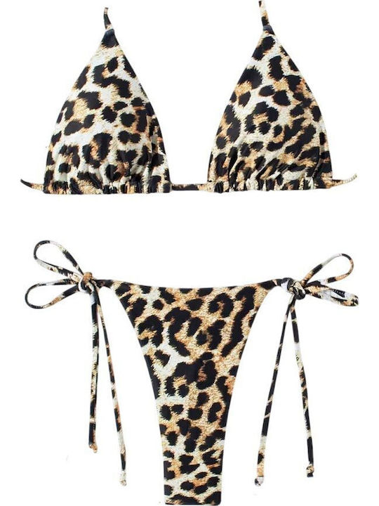 Set Bikini Animal Print Καφέ