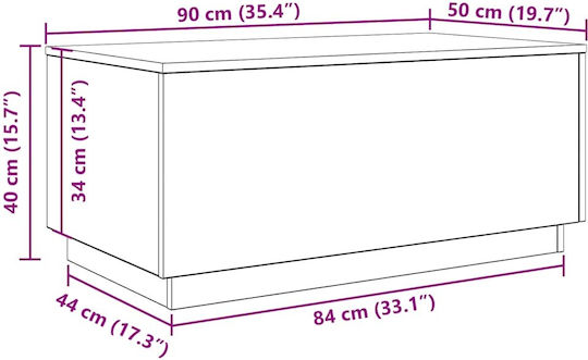 Masă Centrală Rectangulară din Lemn Stejar Negru 90x50x40 cm