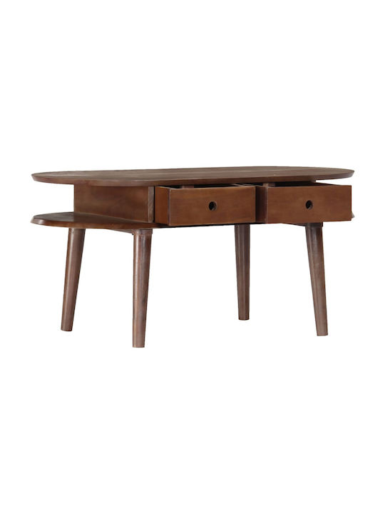 Rectangular Central Coffee Table Made of Solid Acacia Wood with Drawers Solid Wood 100x50x46 cm
