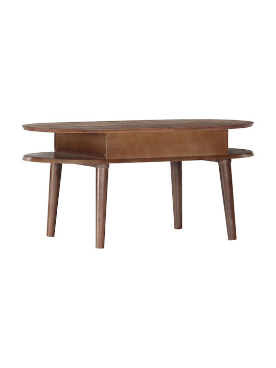 Rectangular Central Coffee Table Made of Solid Acacia Wood with Drawers Solid Wood 100x50x46 cm