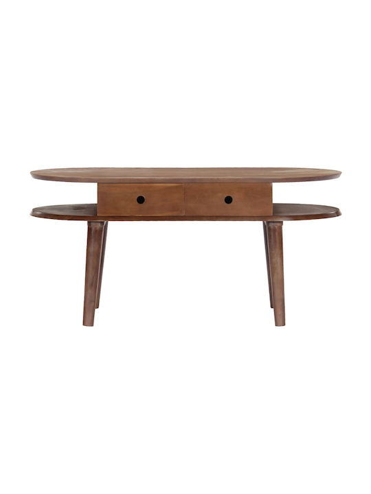 Rectangular Central Coffee Table Made of Solid Acacia Wood with Drawers Solid Wood 100x50x46 cm
