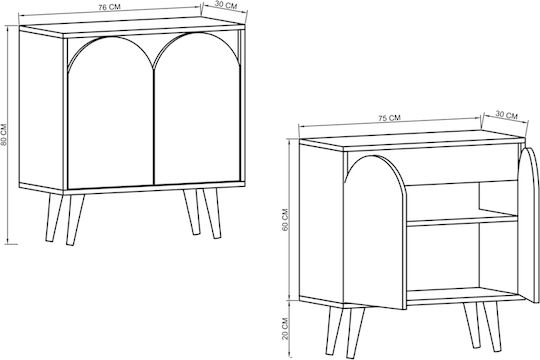 Буфет Дървен Бял 75x30x80см