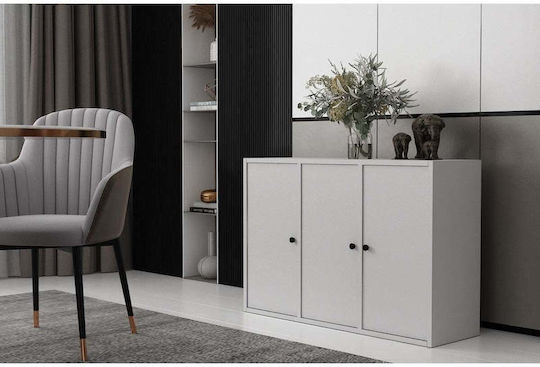 Буфет от Метал SteweHome Бял 97.2x30x65.4cm