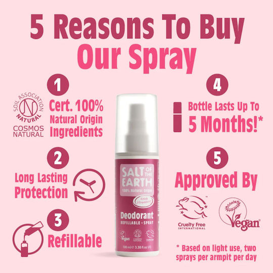 Salt of the Earth Rock Chick Sweet Strawberry Αποσμητικό σε Spray Χωρίς Αλουμίνιο 100ml