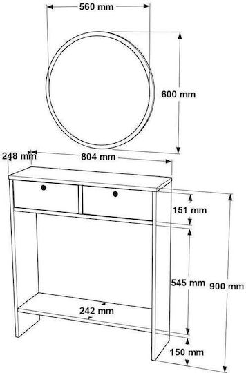 Sideboard from Metal with Mirror White 81x18x90cm