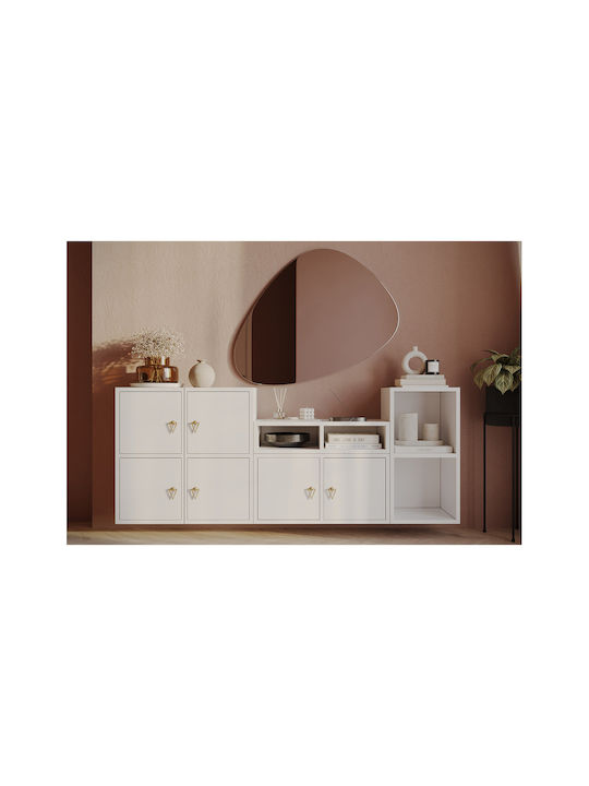 SteweHome Sideboard aus Metall 135x30x66cm Weiß